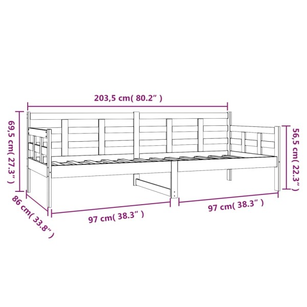 Sofá cama madera maciza de pino 80x200 cm