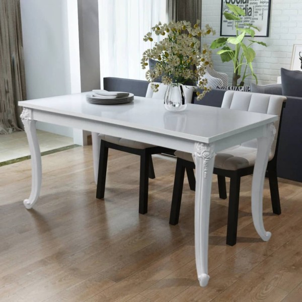 Mesa de comedor 116x66x76 cm blanco brillante