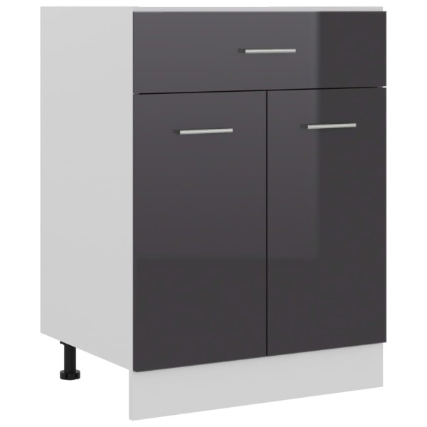 Armario inferior cocina madera ingeniería gris brillo 60x46x81,5 cm