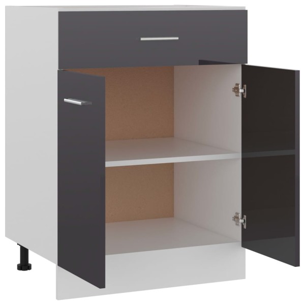 Armario inferior cocina madera ingeniería gris brillo 60x46x81,5 cm