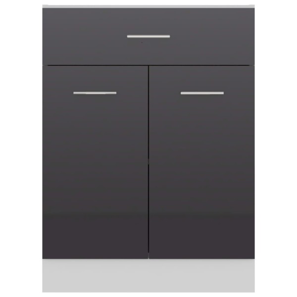 Armario inferior cocina madera ingeniería gris brillo 60x46x81,5 cm