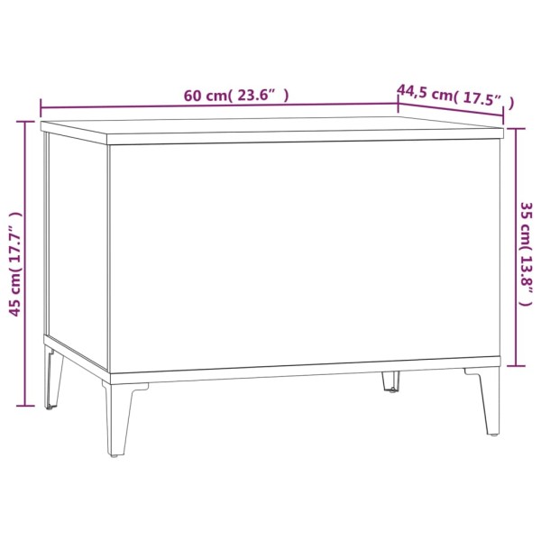 Mesa de centro madera contrachapada blanco brillo 60x44,5x45 cm