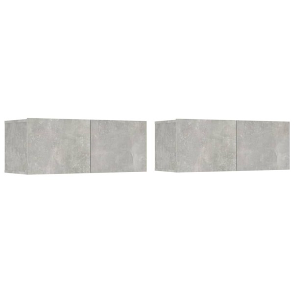 Muebles TV 2 uds madera contrachapada gris hormigón 80x30x30 cm