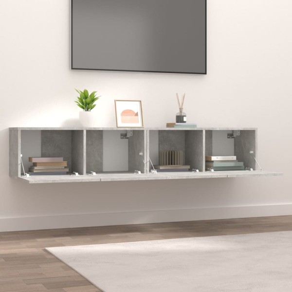 Muebles TV 2 uds madera contrachapada gris hormigón 80x30x30 cm