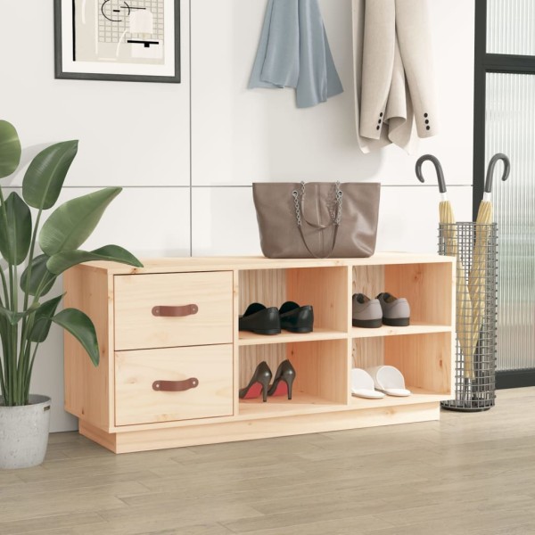 Banco zapatero madera maciza de pino 100x34x45 cm