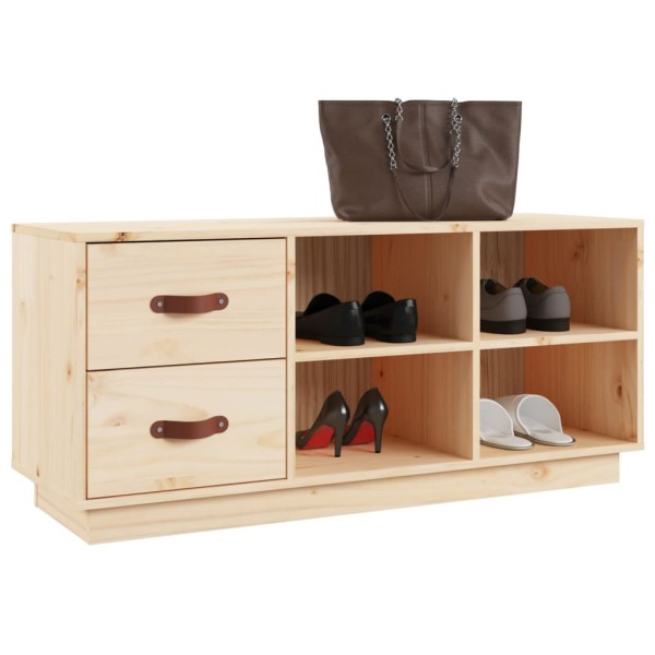 Banco zapatero madera maciza de pino 100x34x45 cm