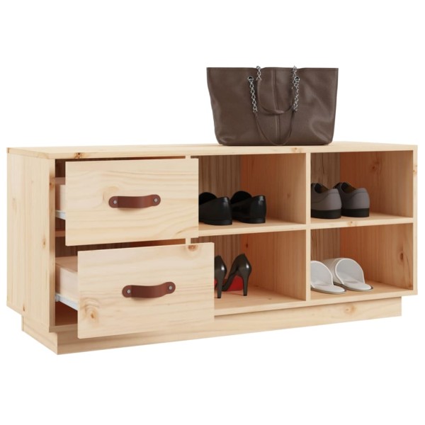 Banco zapatero madera maciza de pino 100x34x45 cm