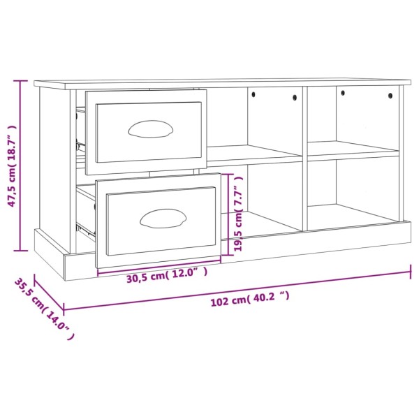 Mueble de TV madera contrachapada negro 102x35,5x47,5 cm