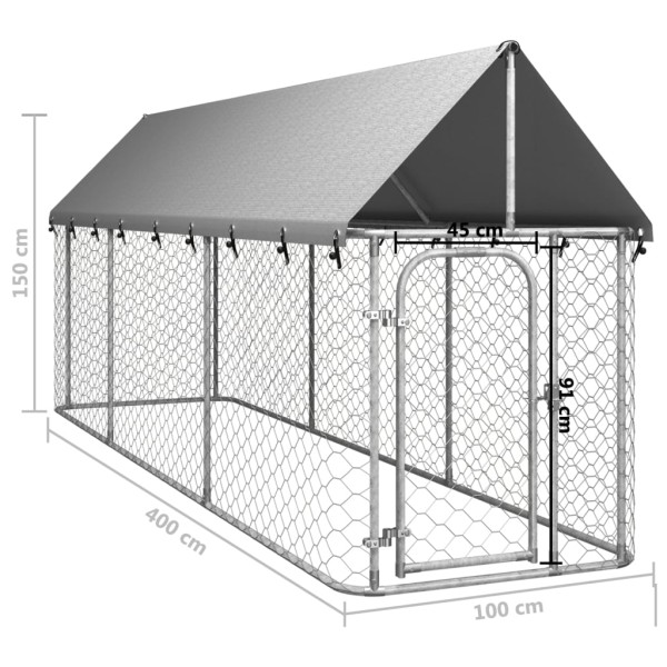 Perrera de exterior con tejado 400x100x150 cm