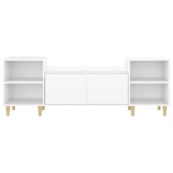 Mueble para TV madera contrachapada blanco brillo 160x35x55 cm