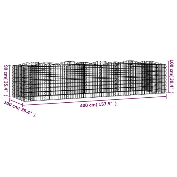 Arriate de gaviones forma arco hierro galvanizado 400x100x100cm