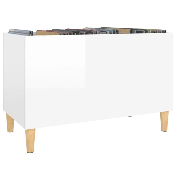 Mueble discos madera contrachapada blanco brillo 74,5x38x48 cm