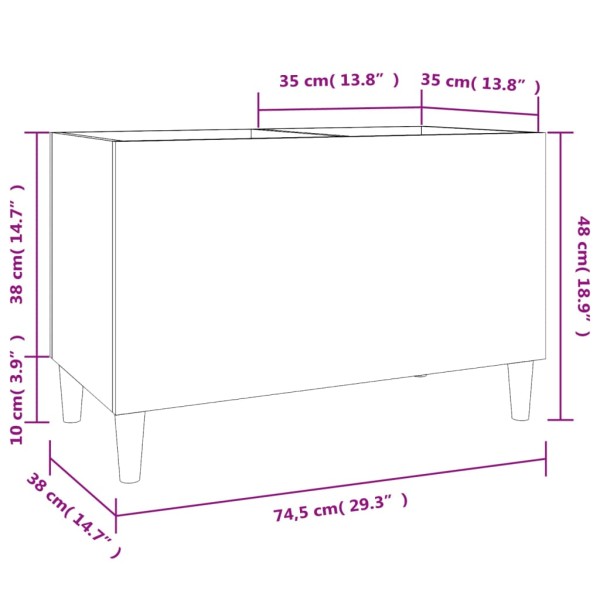 Mueble discos madera contrachapada blanco brillo 74,5x38x48 cm