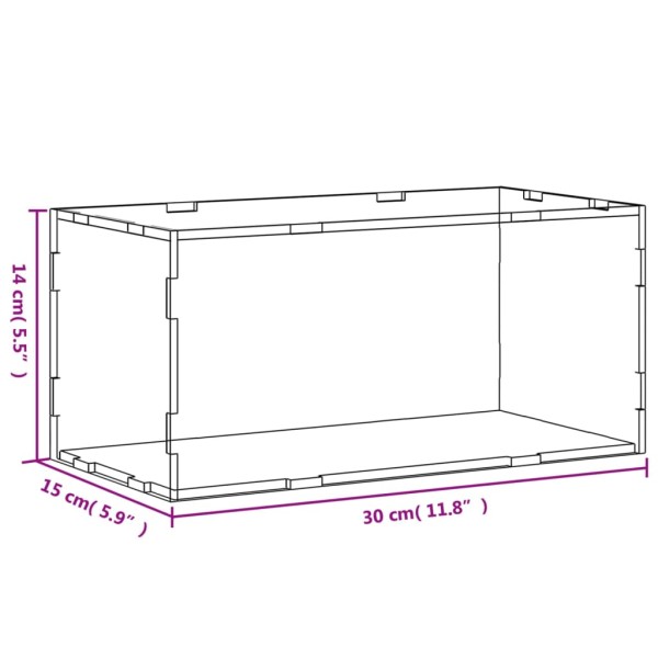 Caja de exposición acrílico transparente 30x15x14 cm