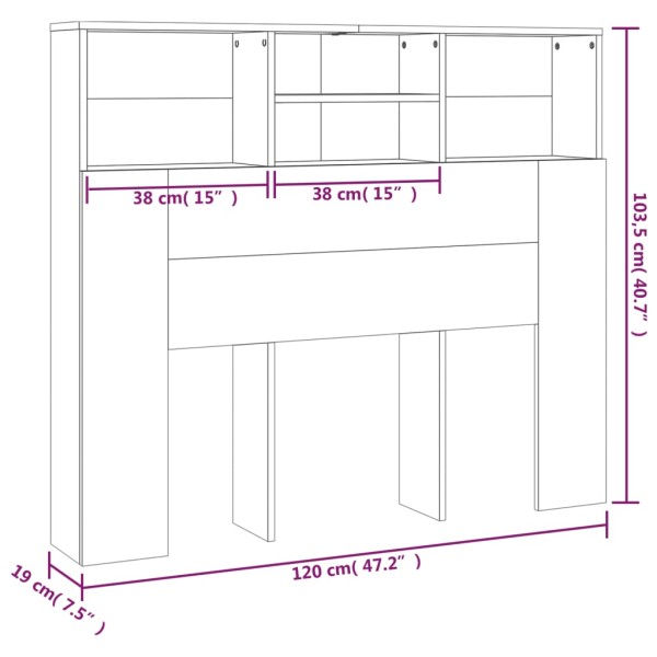 Mueble cabecero gris hormigón 120x19x103,5 cm