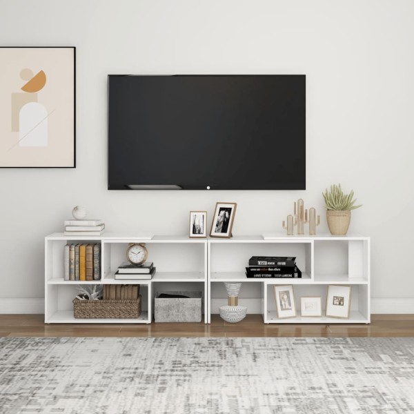 Mueble de TV madera contrachapada blanco 149x30x52 cm