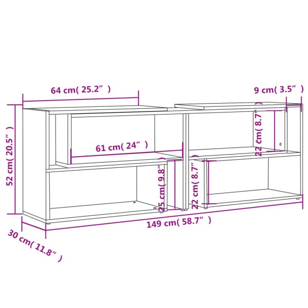 Mueble de TV madera contrachapada blanco 149x30x52 cm