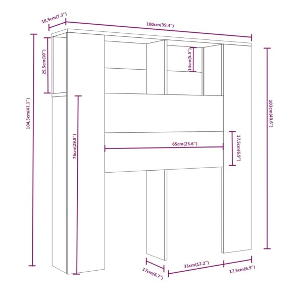 Mueble cabecero color roble Sonoma 100x18,5x104,5 cm