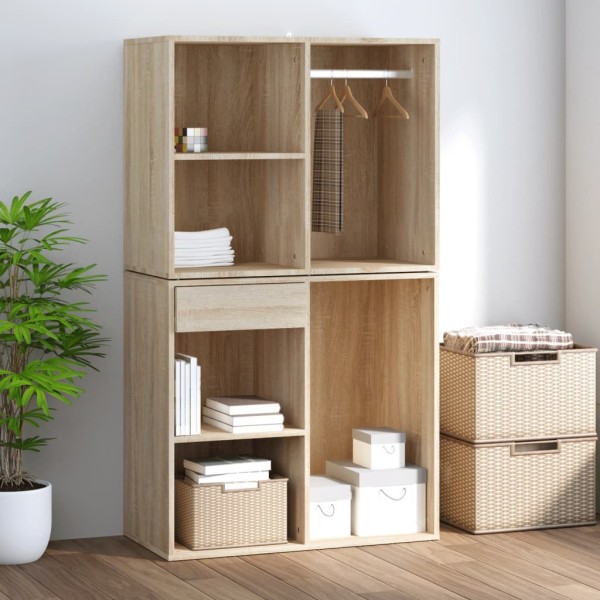 Mueble vestidor madera contrachapada roble Sonoma 80x40x65 cm