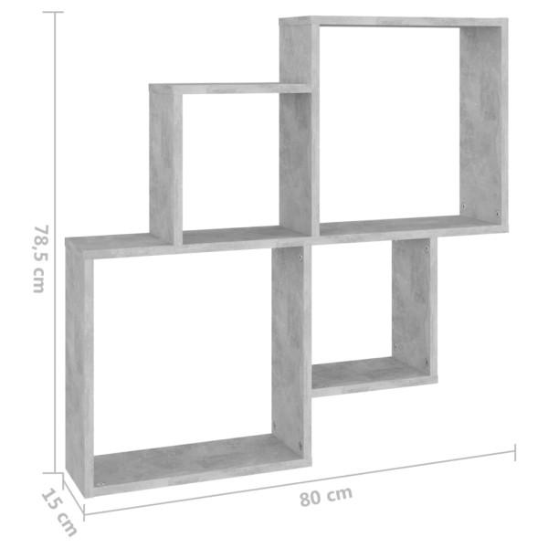 Estante cubo de pared contrachapado gris hormigón 80x15x78,5 cm