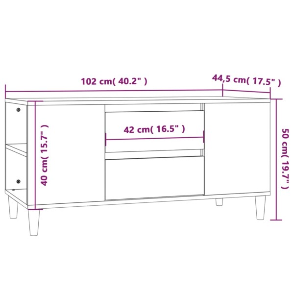 Mueble para TV madera contrachapada negro 102x44,5x50 cm