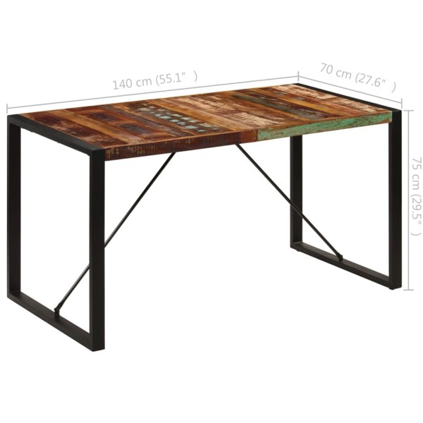 Mesa de comedor de madera maciza reciclada 140x70x75 cm