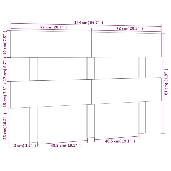 Cabecero de cama madera maciza de pino blanco 144x3x81 cm