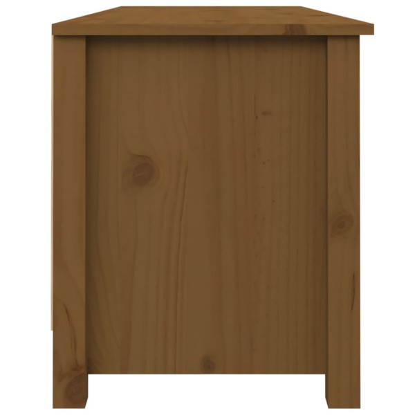 Banco zapatero madera maciza de pino marrón miel 110x38x45,5 cm