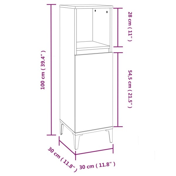 Armario de baño madera contrachapada blanco 30x30x100 cm