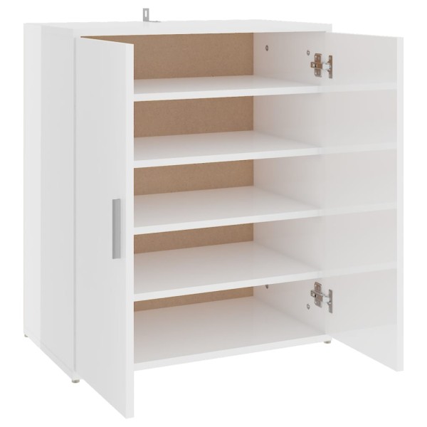 Mueble zapatero madera de ingeniería blanco brillo 60x35x70 cm