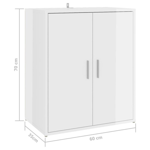 Mueble zapatero madera de ingeniería blanco brillo 60x35x70 cm