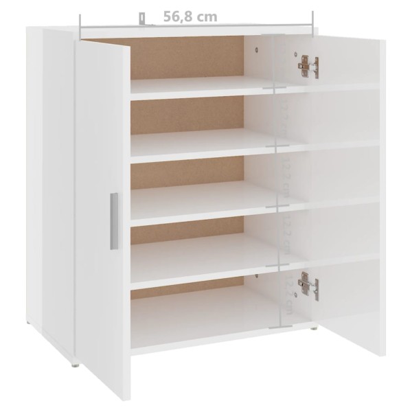 Mueble zapatero madera de ingeniería blanco brillo 60x35x70 cm