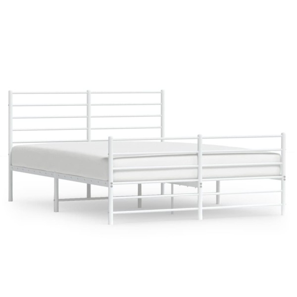 Estructura cama metal con cabecero y estribo blanco 120x190 cm