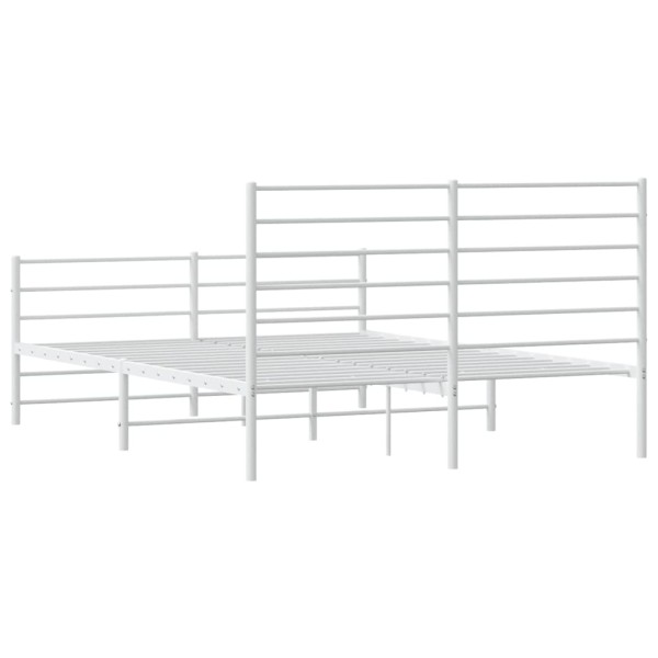 Estructura cama metal con cabecero y estribo blanco 120x190 cm