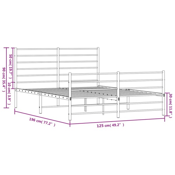 Estructura cama metal con cabecero y estribo blanco 120x190 cm