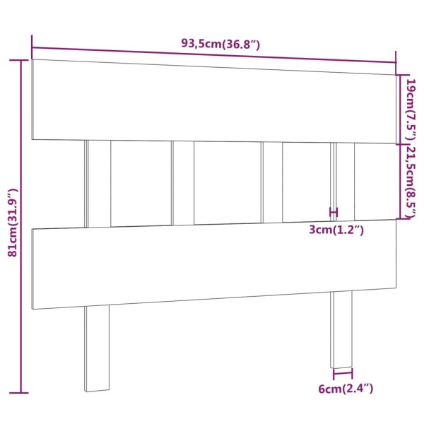 Cabecero de cama madera maciza de pino blanco 95,5x3x81 cm