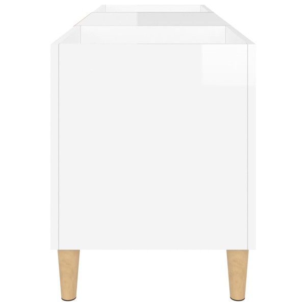 Mueble discos madera contrachapada blanco brillo 121x38x48 cm