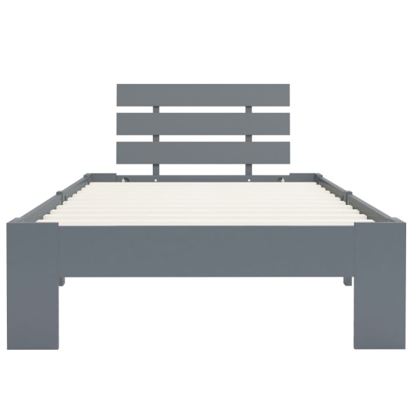 Estructura de cama de madera maciza de pino gris 100x200 cm