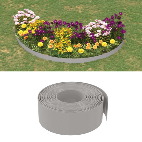 Bordura de jardín polietileno gris 10 m 20 cm