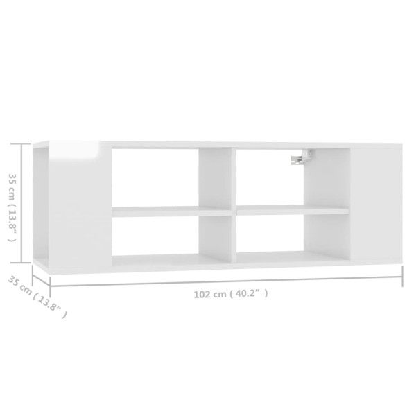 Mueble de pared para TV contrachapada blanco brillo 102x35x35cm