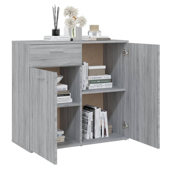 Aparador de madera contrachapada gris Sonoma 80x36x75 cm