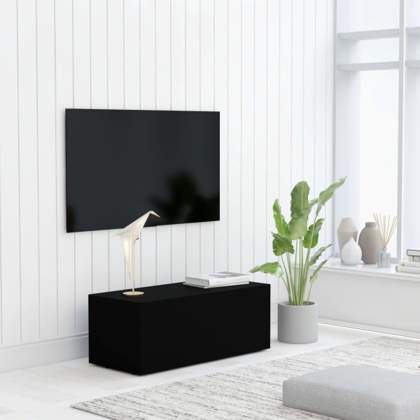 Mueble para TV madera contrachapada negro 80x34x30 cm