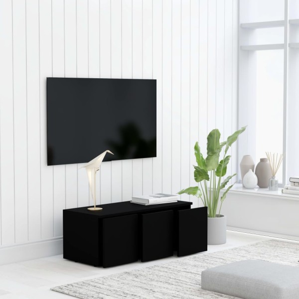 Mueble para TV madera contrachapada negro 80x34x30 cm