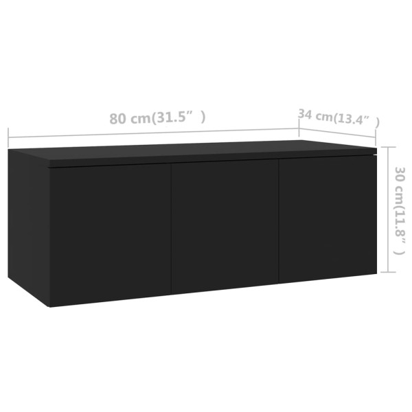 Mueble para TV madera contrachapada negro 80x34x30 cm