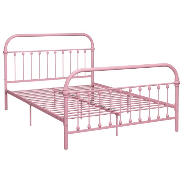 Estructura de cama de metal rosa 160x200 cm