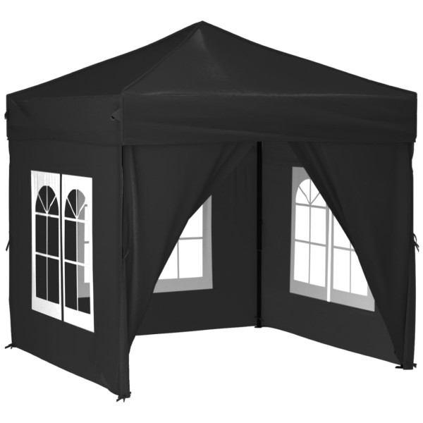 Carpa para fiestas plegable con paredes laterales negro 2x2 m