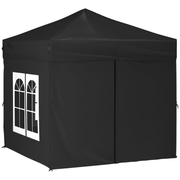 Carpa para fiestas plegable con paredes laterales negro 2x2 m