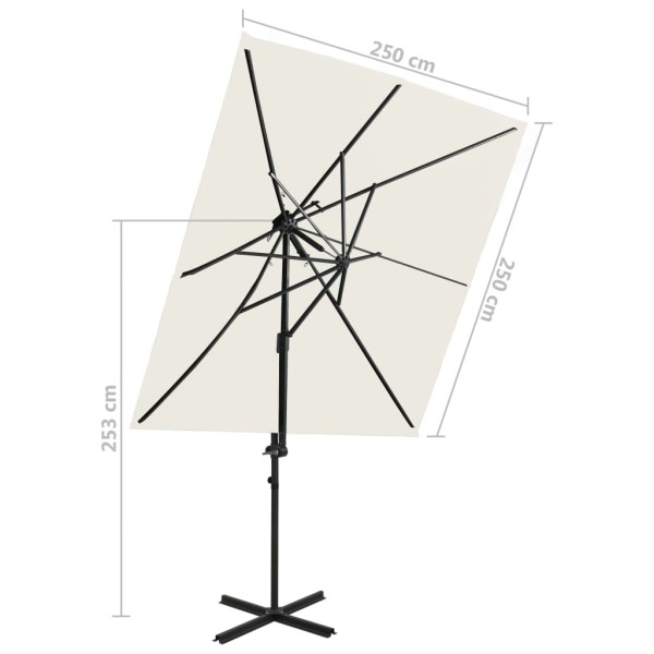 Sombrilla voladiza con cubierta doble arena 250x250 cm