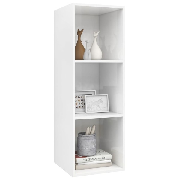 Mueble TV pared madera contrachapada blanco brillo 37x37x107 cm