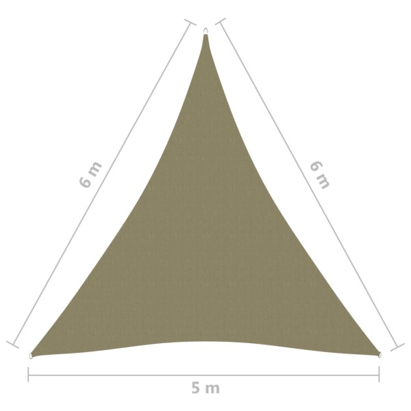 Toldo de vela triangular tela Oxford beige 5x6x6 m